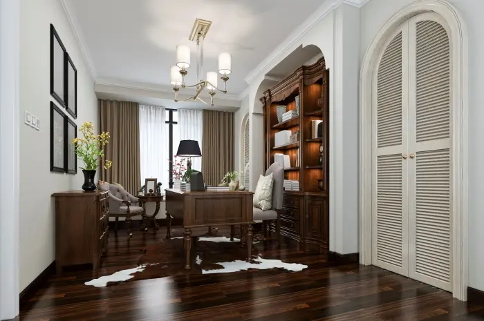 Ruang Kerja Mewah dengan Sentuhan Gaya Klasik yang Elegan