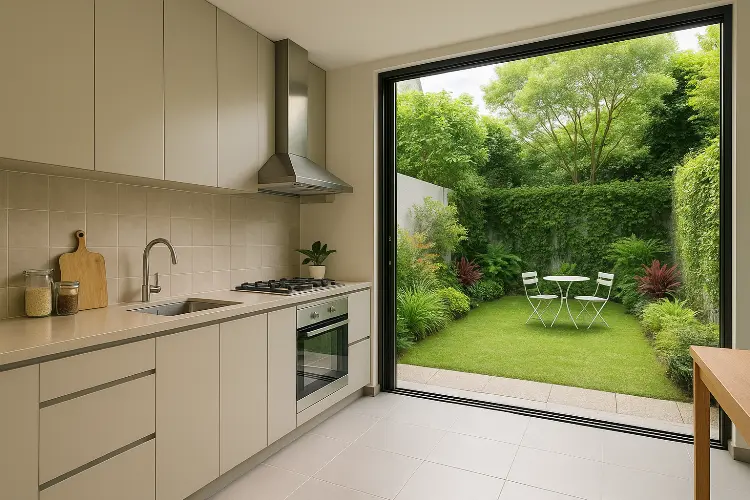 Dapur Mungil Minimalis Dekat Taman