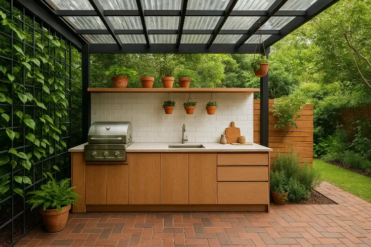 Dapur Mungil Terbuka di Halaman Belakang