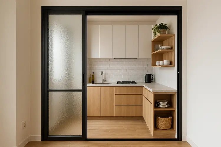 Dapur Mungil dengan Pintu Kaca Geser