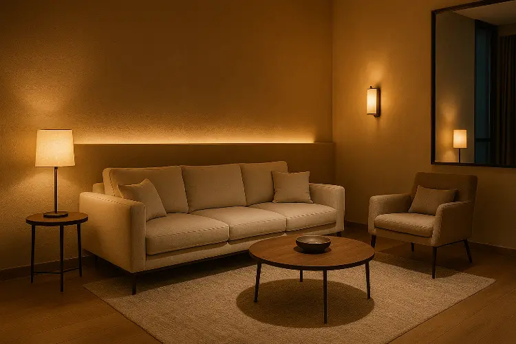 Ruang Tamu dengan Fitur Interior Unik