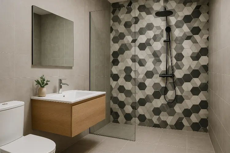 Kamar Mandi dengan Keramik Tile Unik