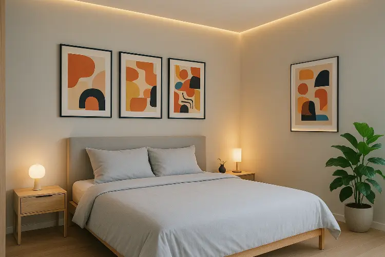 Kamar Tidur Minimalis dengan Sentuhan Modern Art