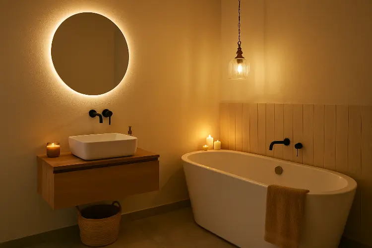 Lampu Dekoratif di Area Bathtub