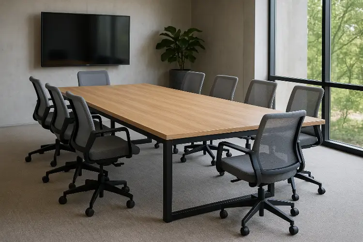 Meja Kantor Kombinasi Kayu dan Logam